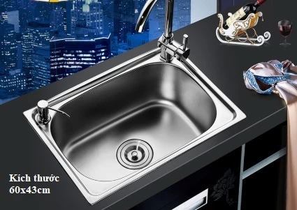 Combo Chậu một hố Kagol P6043 + Vòi Cần cứng